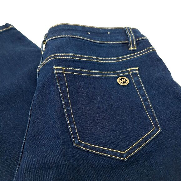 Michael Kors Izzy Skinny Fitted Denim Jeans Mid-Rise Dark Wash Sz 8 - Picture 3 of 13